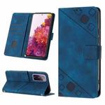 For Samsung Galaxy S20 FE / S20 2022 Skin-feel Embossed Leather Phone Case(Blue)