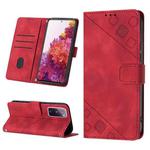 For Samsung Galaxy S20 FE / S20 2022 Skin-feel Embossed Leather Phone Case(Red)
