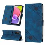 For Samsung Galaxy A03s 166.6mm Skin-feel Embossed Leather Phone Case(Blue)