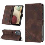 For Samsung Galaxy A12 / M12 Skin-feel Embossed Leather Phone Case(Brown)