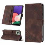 For Samsung Galaxy A22 5G Skin-feel Embossed Leather Phone Case(Brown)