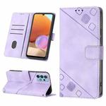 For Samsung Galaxy A32 4G Skin-feel Embossed Leather Phone Case(Light Purple)