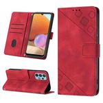 For Samsung Galaxy A32 4G Skin-feel Embossed Leather Phone Case(Red)