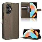 For Realme 10 Pro+ Diamond Texture Leather Phone Case(Brown)