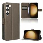 For Samsung Galaxy S23+ 5G Diamond Texture Leather Phone Case(Brown)