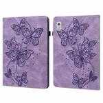 For Lenovo Tab M8 4th Gen Embossed Butterfly Pattern Leather Tablet Case(Purple)