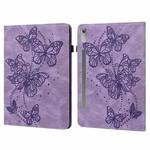 For Lenovo Pad Pro 2022 11.2 inch / Tab P11 Pro Gen 2 Embossed Butterfly Pattern Leather Tablet Case(Purple)