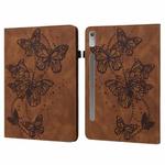 For Lenovo Pad Pro 2022 11.2 inch / Tab P11 Pro Gen 2 Embossed Butterfly Pattern Leather Tablet Case(Brown)