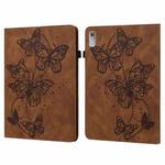 For Lenovo Pad Plus 2023 11.5 inch / Tab P11 Gen 2 Embossed Butterfly Pattern Leather Tablet Case(Brown)