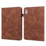 For Lenovo Tab M8 4th Gen Lace Flower Embossing Pattern Leather Tablet Case(Brown)