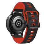 20mm Universal TPU Litchi Texture Leather Watch Band(Black Red)