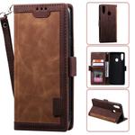 For Galaxy A20s Retro Splicing Horizontal Flip Leather Case with Card Slots & Holder & Wallet(Brown)