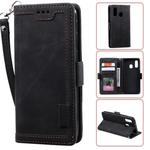 For Galaxy A40 Retro Splicing Horizontal Flip Leather Case with Card Slots & Holder & Wallet(Black)