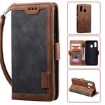 For Galaxy A40 Retro Splicing Horizontal Flip Leather Case with Card Slots & Holder & Wallet(Grey)
