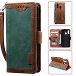 For Galaxy A40 Retro Splicing Horizontal Flip Leather Case with Card Slots & Holder & Wallet(Green)