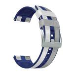 22mm Universal Three-color Silicone Leather Watch Band(Grey Blue White)