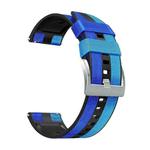 22mm Universal Three-color Silicone Leather Watch Band(Blue Black)