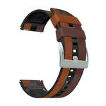 22mm Universal Three-color Silicone Leather Watch Band(Brown Black)