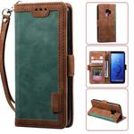 For Galaxy S9 Retro Splicing Horizontal Flip Leather Case with Card Slots & Holder & Wallet(Green)