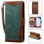 For Galaxy S10 Retro Splicing Horizontal Flip Leather Case with Card Slots & Holder & Wallet(Green)