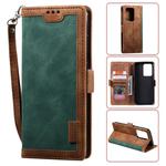 For Galaxy S20 Ultra Retro Splicing Horizontal Flip Leather Case with Card Slots & Holder & Wallet(Green)