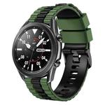 22mm Universal Ocean Style Silicone Two Color Watch Band(Army Green Black)