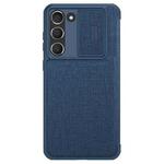 For Samsung Galaxy S23 5G NILLKIN QIN Series Pro Sliding Camera Cover Design Leather Phone Case(Blue)