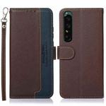 For Sony Xperia 1 V KHAZNEH Litchi Texture Leather RFID Phone Case(Brown)