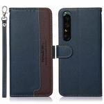 For Sony Xperia 1 V KHAZNEH Litchi Texture Leather RFID Phone Case(Blue)