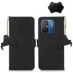 For Xiaomi Redmi 12C / Redmi 11A Genuine Leather Magnetic RFID Leather Phone Case(Black)