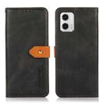 For Motorola Moto G73 5G KHAZNEH Dual-color Cowhide Texture Flip Leather Phone Case(Black)