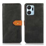 For Honor X7a 4G KHAZNEH Dual-color Cowhide Texture Flip Leather Phone Case(Black)