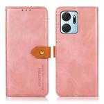 For Honor X7a 4G KHAZNEH Dual-color Cowhide Texture Flip Leather Phone Case(Rose Gold)