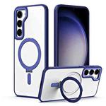 For Samsung Galaxy S23 5G Skin Feel MagSafe Shockproof Phone Case with Holder(Navy Blue)