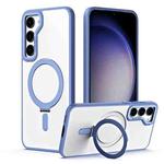 For Samsung Galaxy S23 5G Skin Feel MagSafe Shockproof Phone Case with Holder(Sierra Blue)
