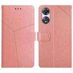 For OPPO Reno8 T 5G/A1 Pro 5G HT01 Y-shaped Pattern Flip Leather Phone Case(Pink)