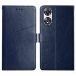 For OPPO Reno8 T 5G/A1 Pro 5G HT01 Y-shaped Pattern Flip Leather Phone Case(Blue)