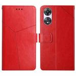 For OPPO Reno8 T 5G/A1 Pro 5G HT01 Y-shaped Pattern Flip Leather Phone Case(Red)