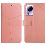 For Xiaomi 13 Lite HT01 Y-shaped Pattern Flip Leather Phone Case(Pink)