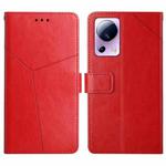 For Xiaomi 13 Lite HT01 Y-shaped Pattern Flip Leather Phone Case(Red)