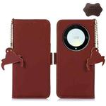 For Honor X9a 4G Genuine Leather Magnetic RFID Leather Phone Case(Coffee)