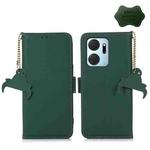 For Honor X7a 4G Genuine Leather Magnetic RFID Leather Phone Case(Green)