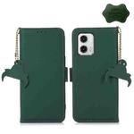 For Motorola Moto G73 5G Genuine Leather Magnetic RFID Leather Phone Case(Green)