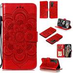 For Huawei nova 7 SE Mandala Embossing Pattern Horizontal Flip PU Leather Case with Holder & Card Slots & Walle & Lanyard(Red)