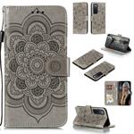 For Huawei nova 7 Mandala Embossing Pattern Horizontal Flip PU Leather Case with Holder & Card Slots & Walle & Lanyard(Grey)