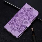 For Huawei P40 pro+ Mandala Embossing Pattern Horizontal Flip PU Leather Case with Holder & Card Slots & Walle & Lanyard(Purple)
