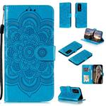 For Huawei P40 pro+ Mandala Embossing Pattern Horizontal Flip PU Leather Case with Holder & Card Slots & Walle & Lanyard(Blue)