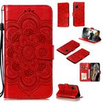 For Huawei Honor 30S Mandala Embossing Pattern Horizontal Flip PU Leather Case with Holder & Card Slots & Walle & Lanyard(Red)