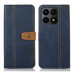 For Honor X8a 4G Stitching Thread Calf Texture Leather Phone Case(Blue)