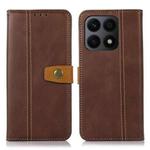 For Honor X8a 4G Stitching Thread Calf Texture Leather Phone Case(Coffee)
